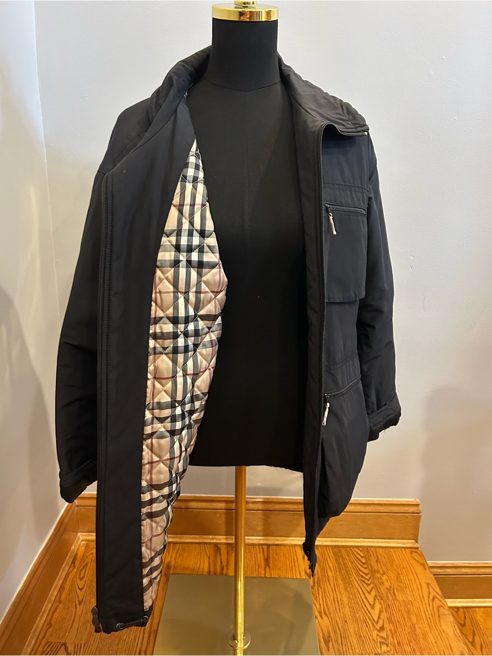Burberry Black Men’s Raincoat with Signature Check Lining